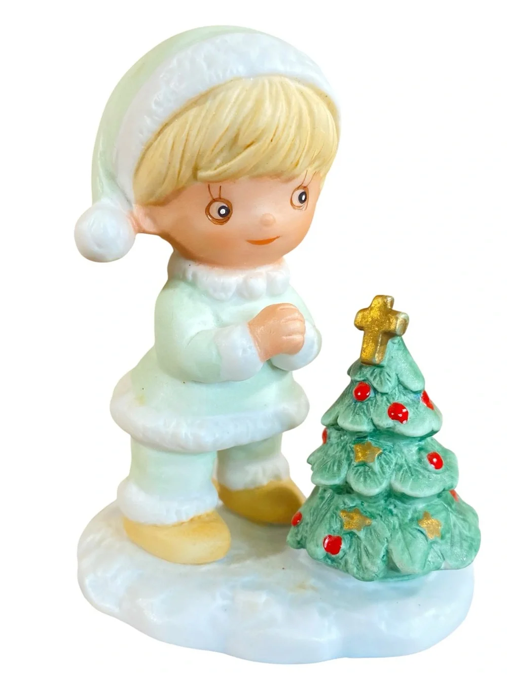 Vintage Homco Christmas Porcelain Children Figurines Set of 4 Holiuday Whimsy